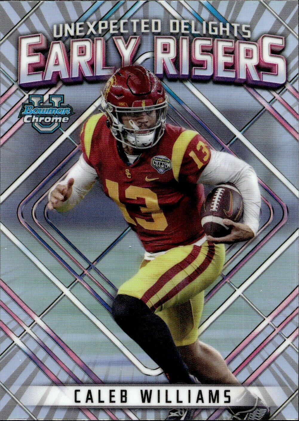 Caleb Williams #ER-1 Football Cards 2023 Bowman Chrome University Unexpected Delights Early Risers