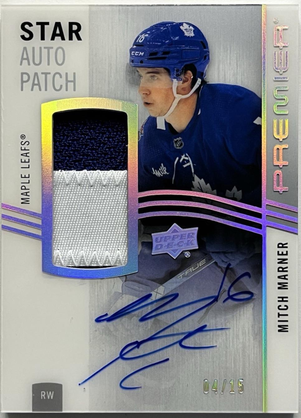 Mitch Marner #AV-MM Hockey Cards 2023 Upper Deck Premier Acetate Star Patch Auto