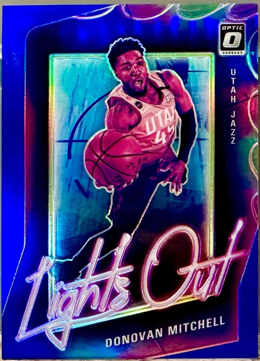 Donovan Mitchell [Blue] #6 Basketball Cards 2020 Panini Donruss Optic Lights Out