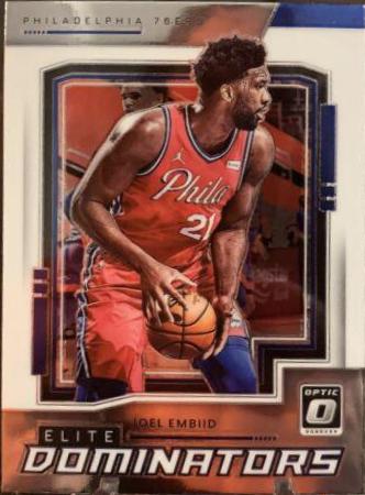 Joel Embiid #4 Basketball Cards 2021 Panini Donruss Optic Elite Dominators