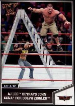 AJ Lee Betrays John Cena for Dolph Ziggler #69 Wrestling Cards 2013 Topps Best of WWE