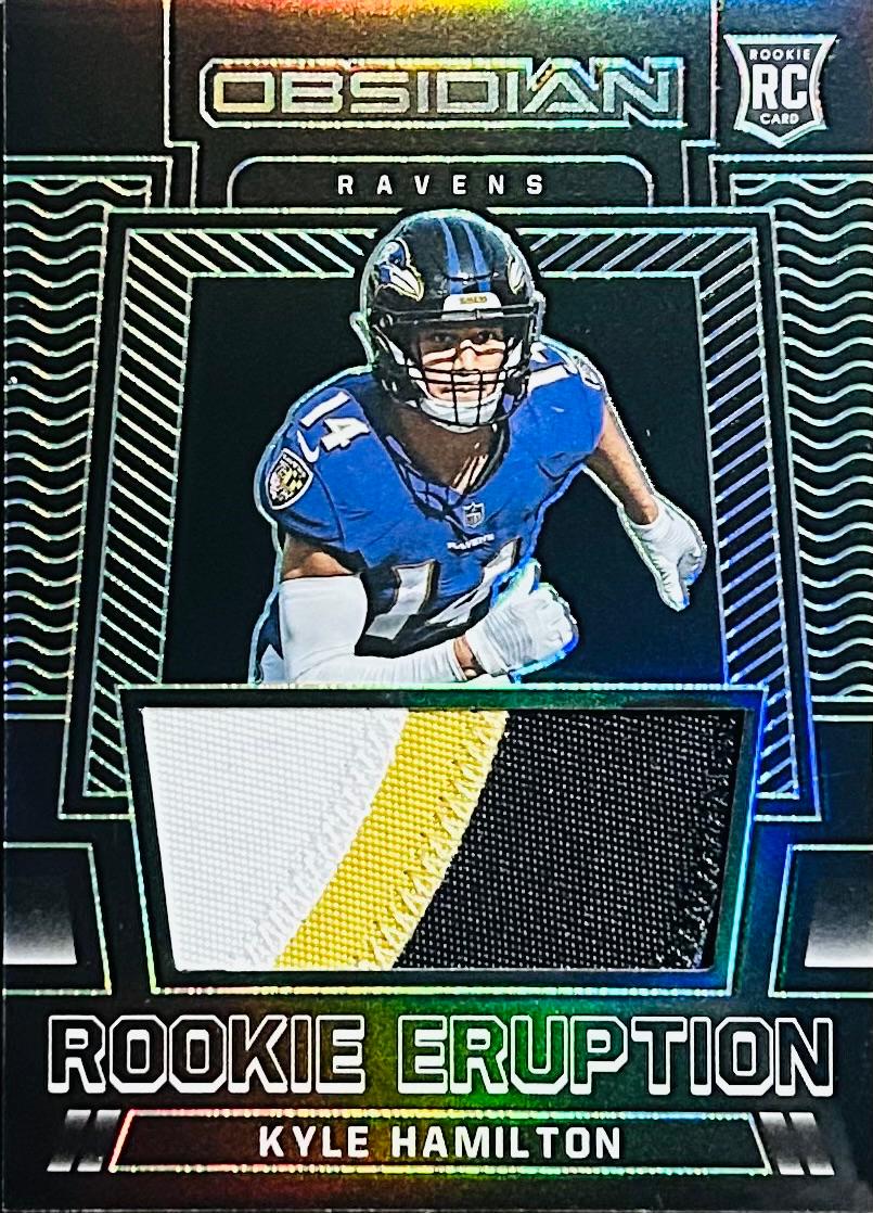 Kyle Hamilton #RE-KHA Football Cards 2022 Panini Obsidian Rookie Eruption