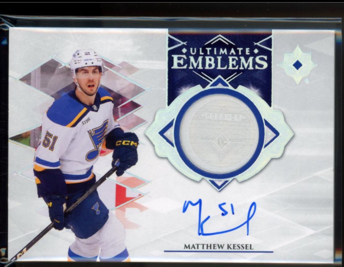 Matthew Kessel #UE-KE Hockey Cards 2023 Upper Deck Ultimate Collection Emblems Auto Rookie
