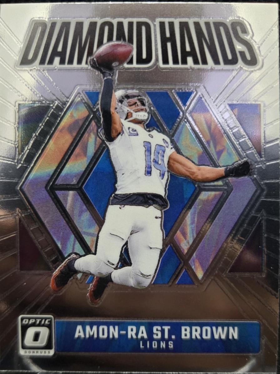 Amon-Ra St. Brown #10 Football Cards 2024 Panini Donruss Optic Diamond Hands