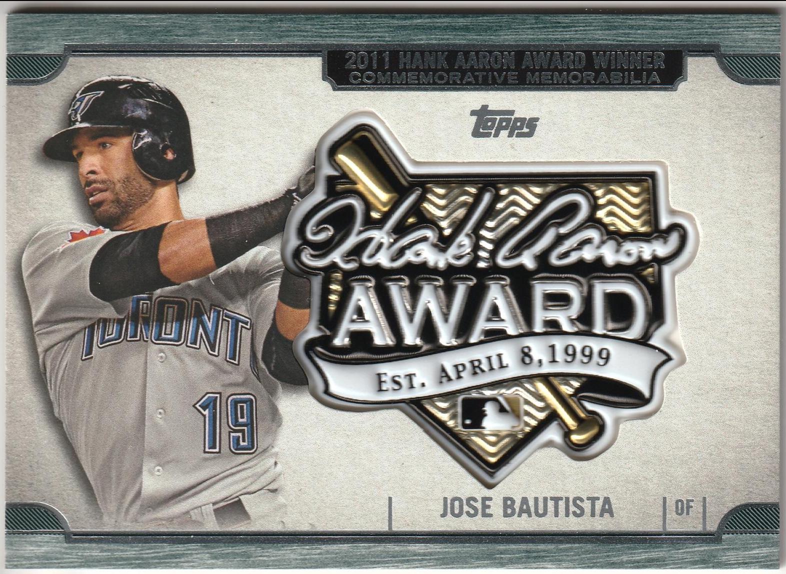 Jose Bautista #HA-JB Baseball Cards 2017 Topps Update Hank Aaron Award Commemorative Memorabilia