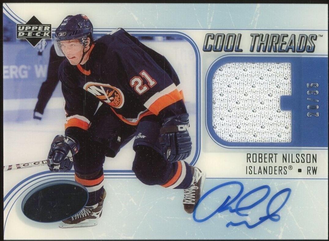 Robert Nilsson #CAP-NI Hockey Cards 2005 Upper Deck Ice Cool Threads Patch Autograph