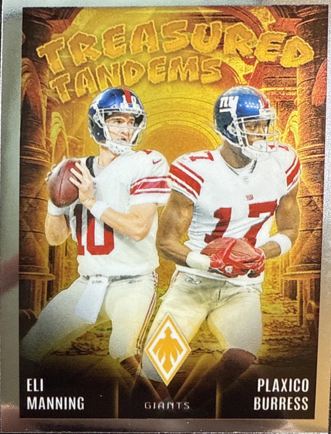 Eli Manning / Plaxico Burress #TT-NYG Football Cards 2024 Panini Phoenix Treasured Tandems