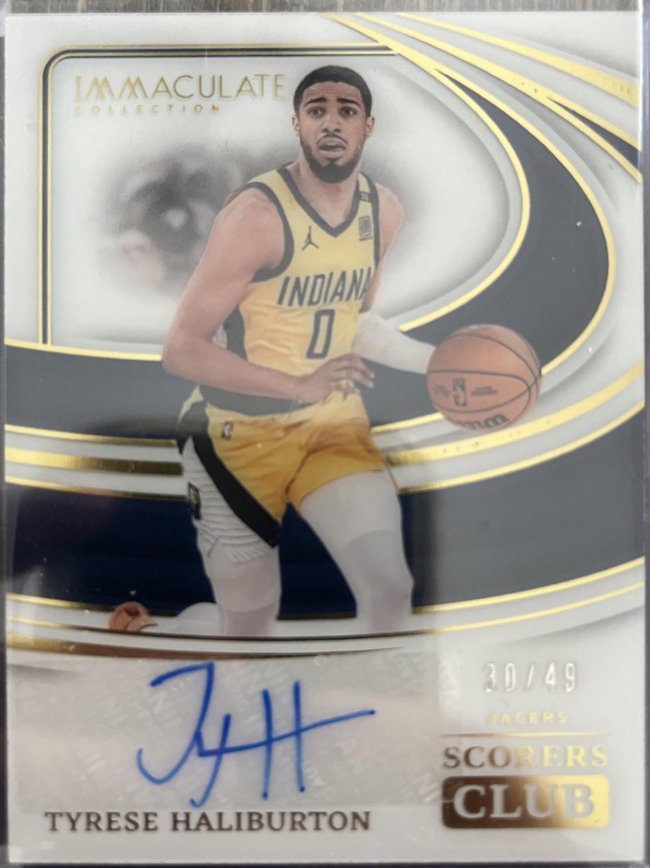 Tyrese Haliburton #7 Basketball Cards 2023 Panini Immaculate Scorers Club Signatures