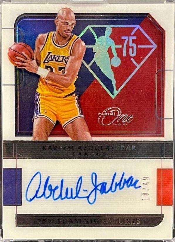 Kareem Abdul Jabbar #75-KAJ Basketball Cards 2021 Panini One and One 75th Team Signatures