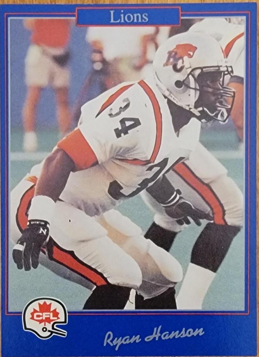 Ryan Hanson #187 1991 Jogo Cfl Football