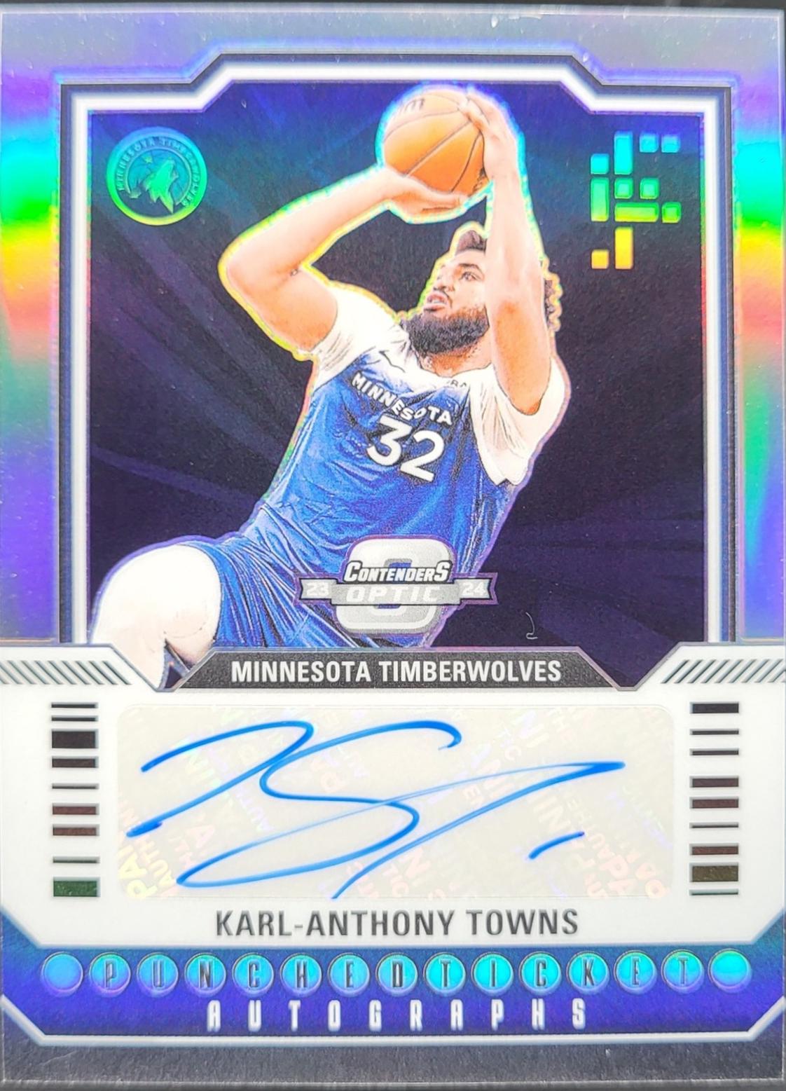 Karl-Anthony Towns #5 Basketball Cards 2023 Panini Contenders Optic Punched Ticket Autograph
