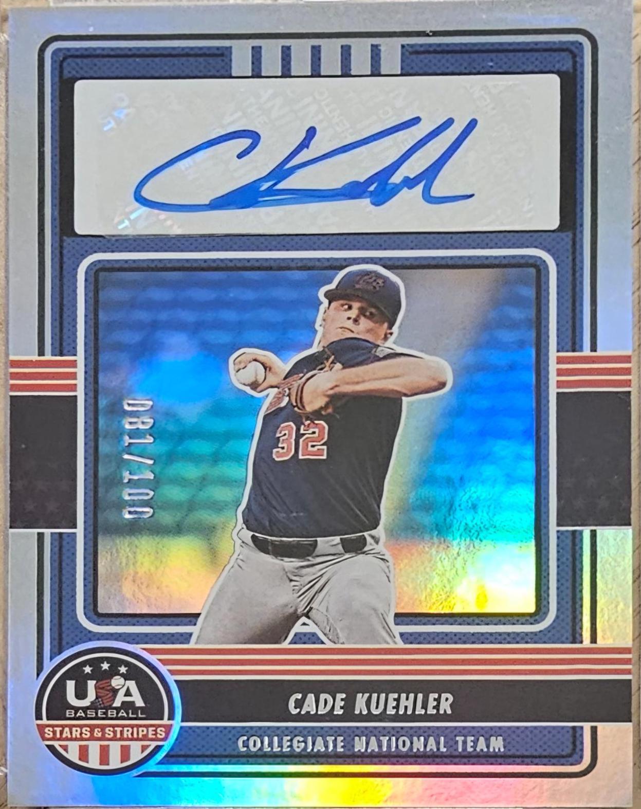 Cade Kuehler #CNTS-CK 2023 Panini Stars & Stripes USA Collegiate National Team Signatures Baseball