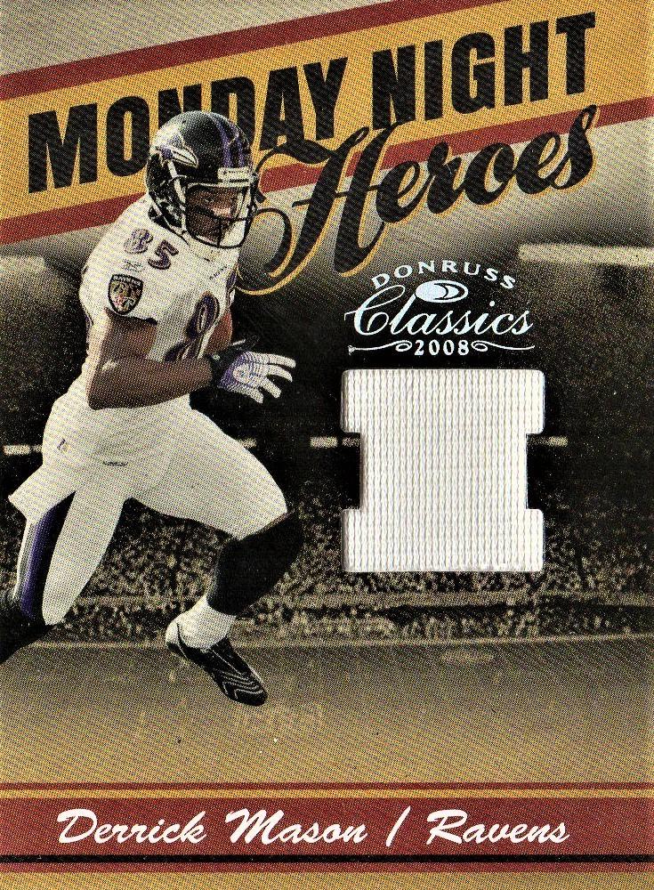 Derrick Mason #MNH-25 Football Cards 2008 Panini Donruss Classics Monday Night Heroes Jersey