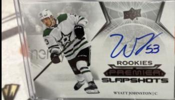 Wyatt Johnston #PSAR-WJ Hockey Cards 2022 Upper Deck Premier Slapshots Auto Rookie