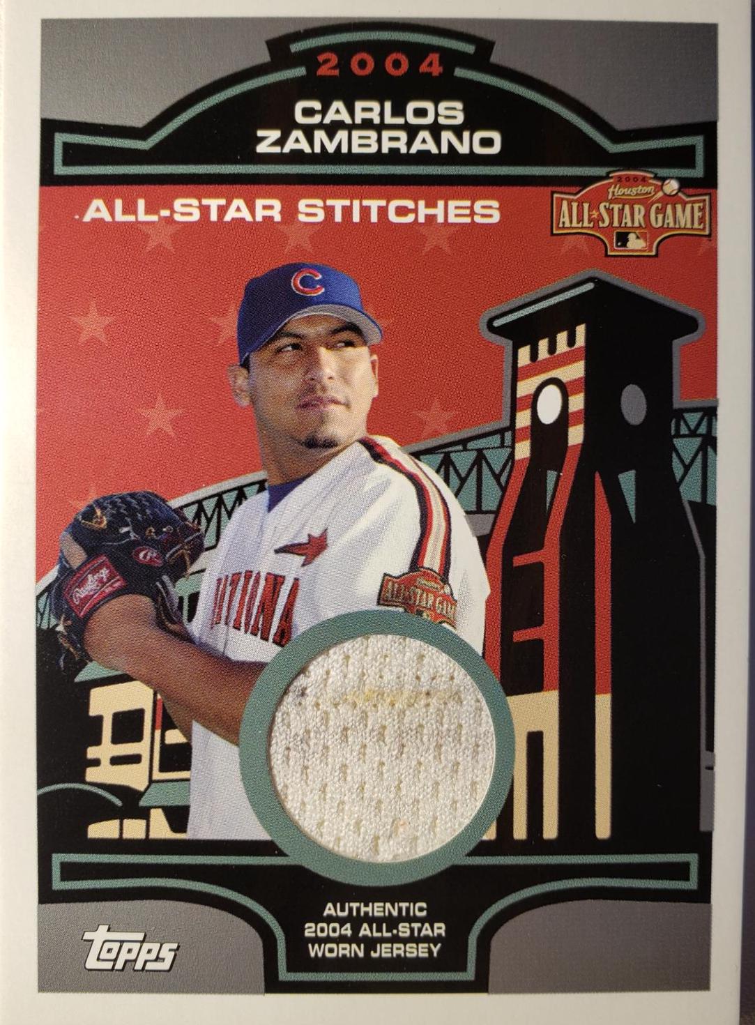 Carlos Zambrano 2004 All-Star Stiches #ASR-CZ Baseball Cards 2004 Topps All Star Stitches Relics