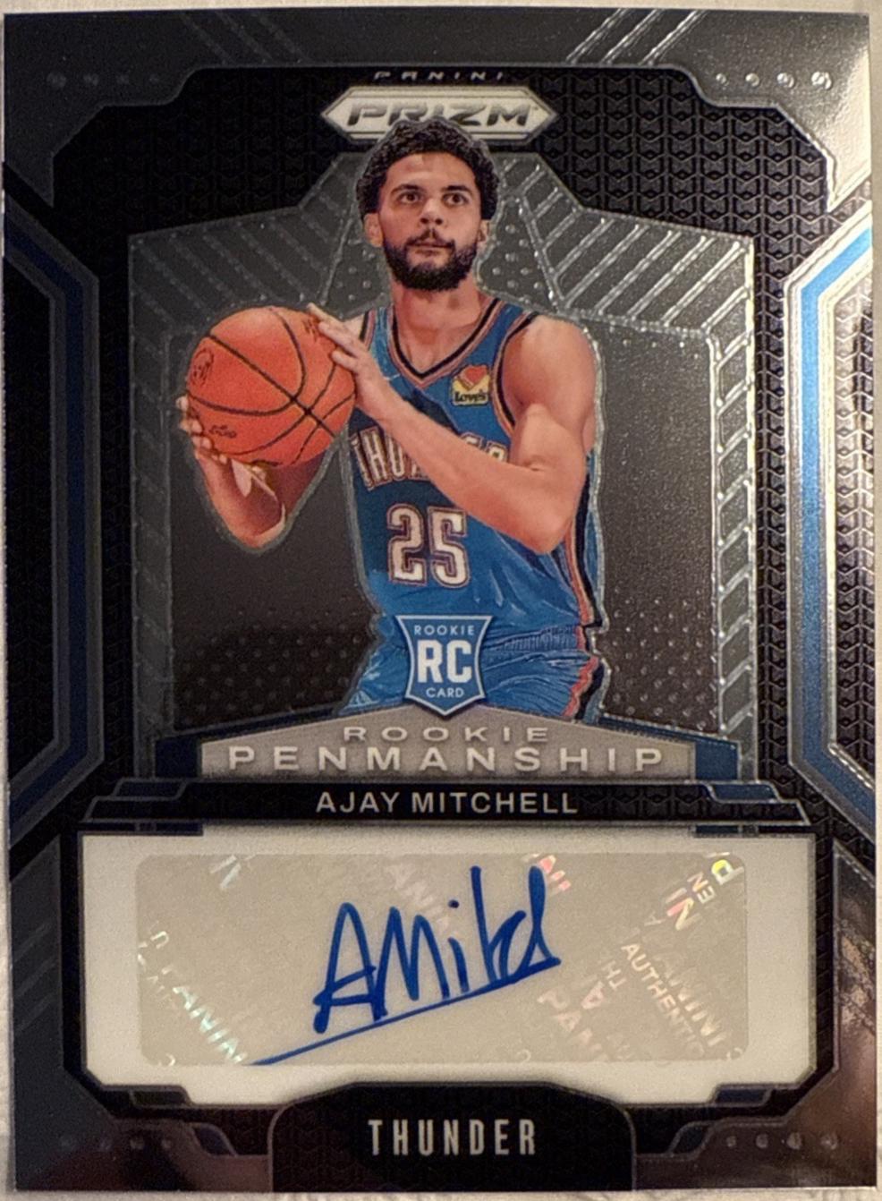 Ajay Mitchell #RPE-AJY Basketball Cards 2024 Panini Prizm Rookie Penmanship
