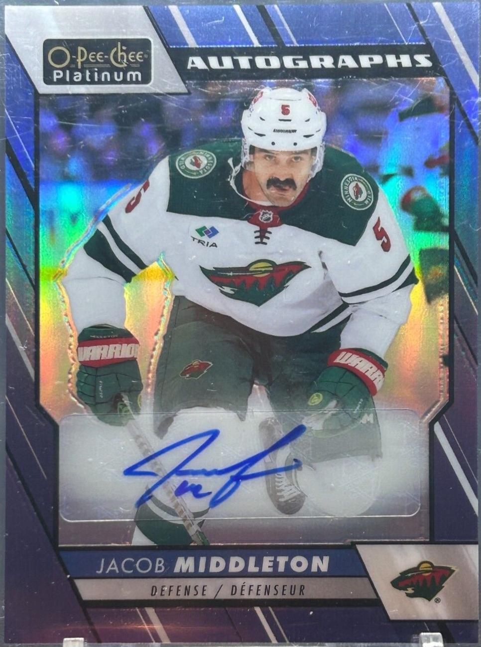 Jacob Middleton #BA-JM Hockey Cards 2023 O-Pee-Chee Platinum Blue Rainbow Autographs