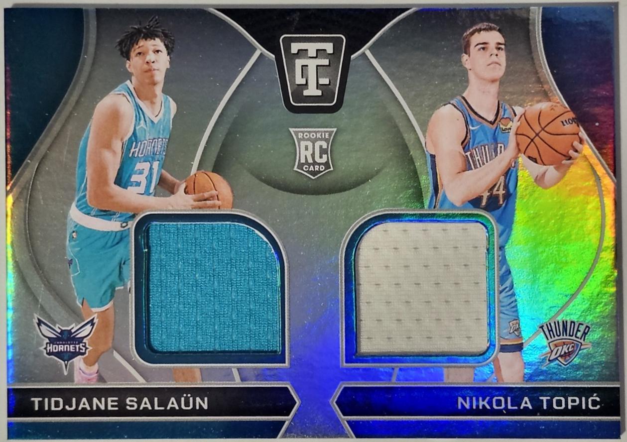 Nikola Topic / Tidjane Salaun #RDS-TSN Basketball Cards 2024 Panini Totally Certified Rookie Dual Swatch