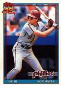 Von Hayes #5 Baseball Cards 1991 Topps Cracker Jack Series 2