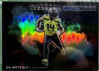 DK Metcalf #CB-12 Football Cards 2021 Panini Obsidian Color Blast Black