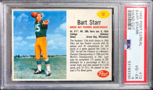 Bart Starr #12 Football Cards 1962 Post Cereal