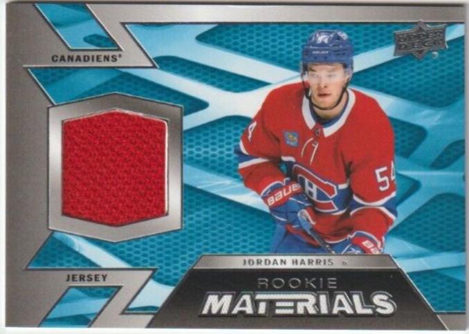 Jordan Harris #RM-JH Hockey Cards 2022 Upper Deck Rookie Materials