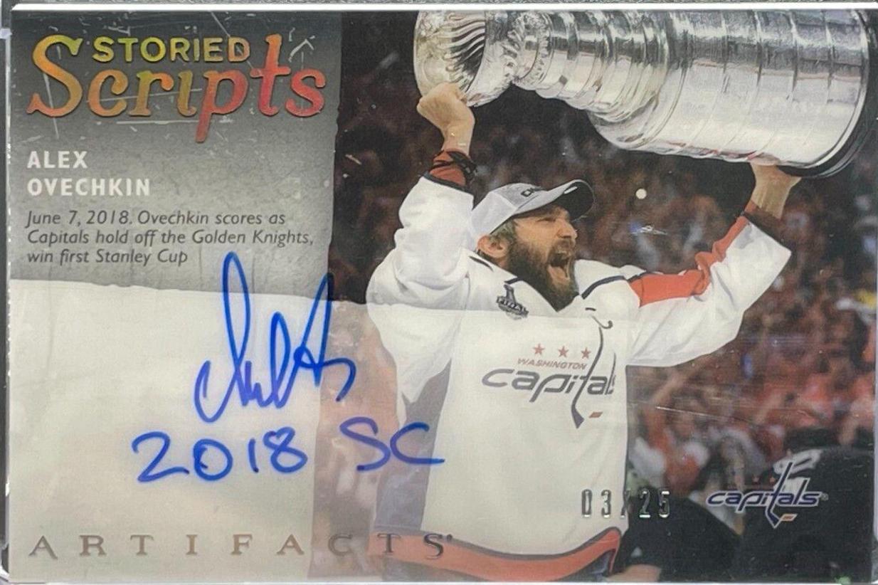Alex Ovechkin #SS-AO Hockey Cards 2022 Upper Deck Artifacts Storied Scripts Autographs