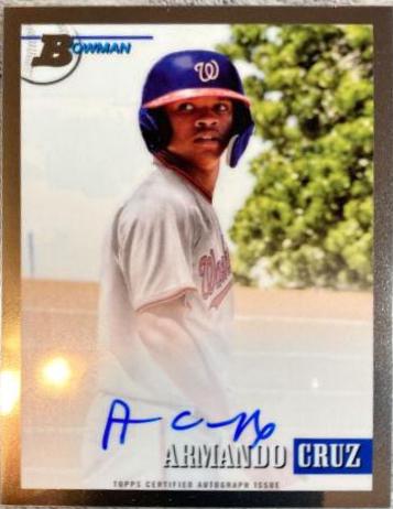 Armando Cruz #93PA-AC Baseball Cards 2021 Bowman Heritage Chrome Prospect Autographs