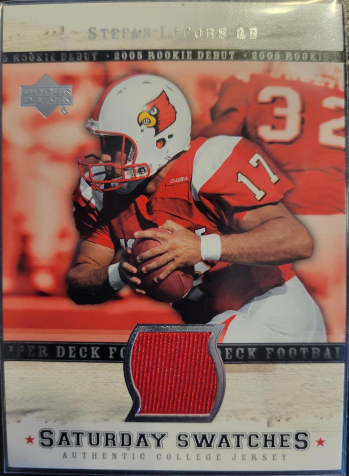 Stefan Lefors #SA-SL Football Cards 2005 Upper Deck Rookie Debut Saturday Swatches