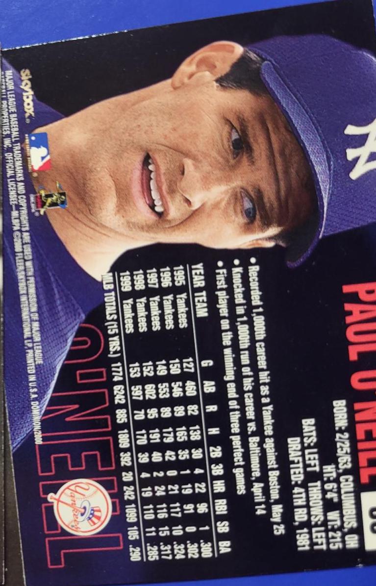 Paul Oneill #39 Baseball Cards 2000 Skybox Dominion