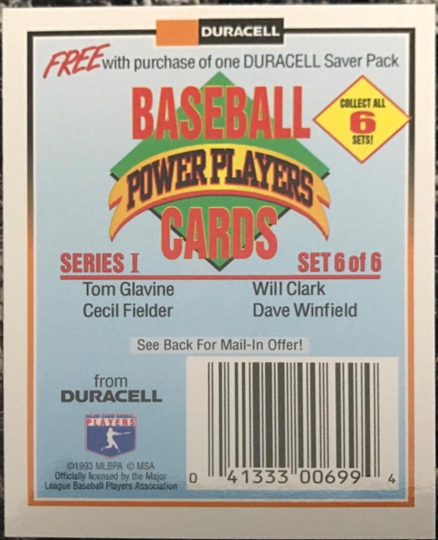 Checklist Series 1 #6 Baseball Cards 1993 Duracell Power Players