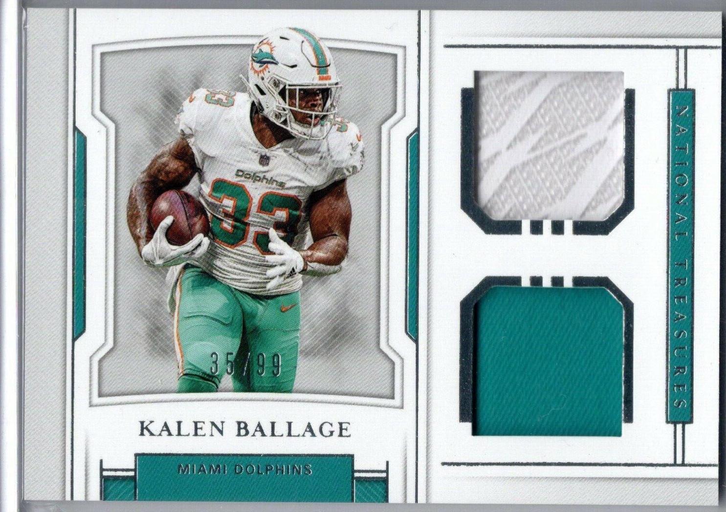 Kalen Ballage Football Cards 2018 National Treasures Rookie Dual Materials