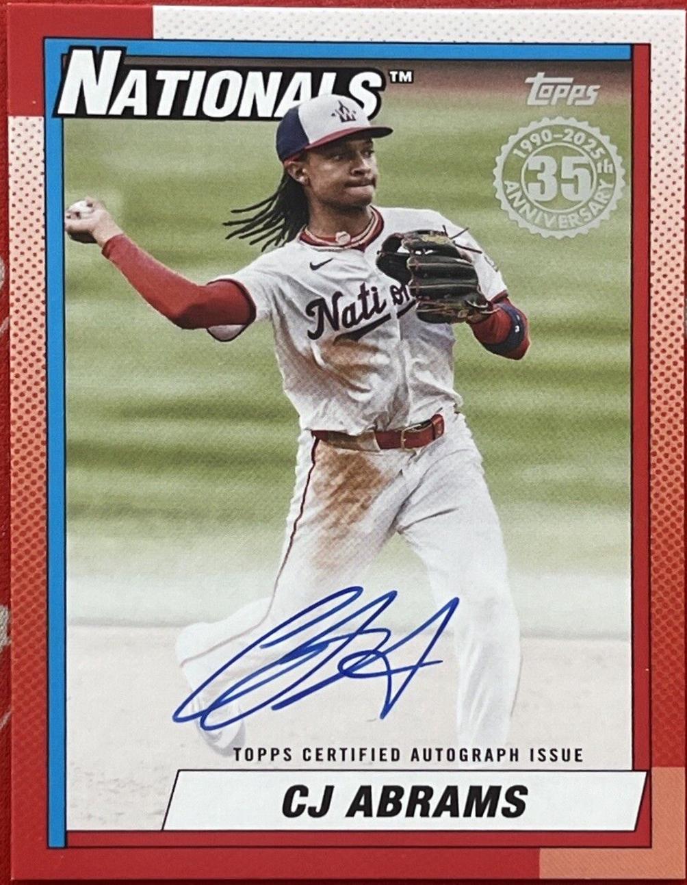 CJ Abrams #90A-CA Baseball Cards 2025 Topps 1990 Autograph