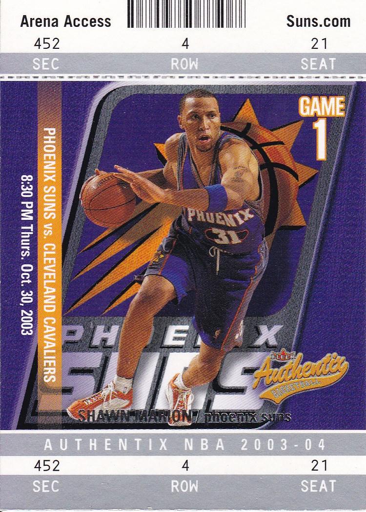 Shawn Marion #39 Basketball Cards 2003 Fleer Authentix