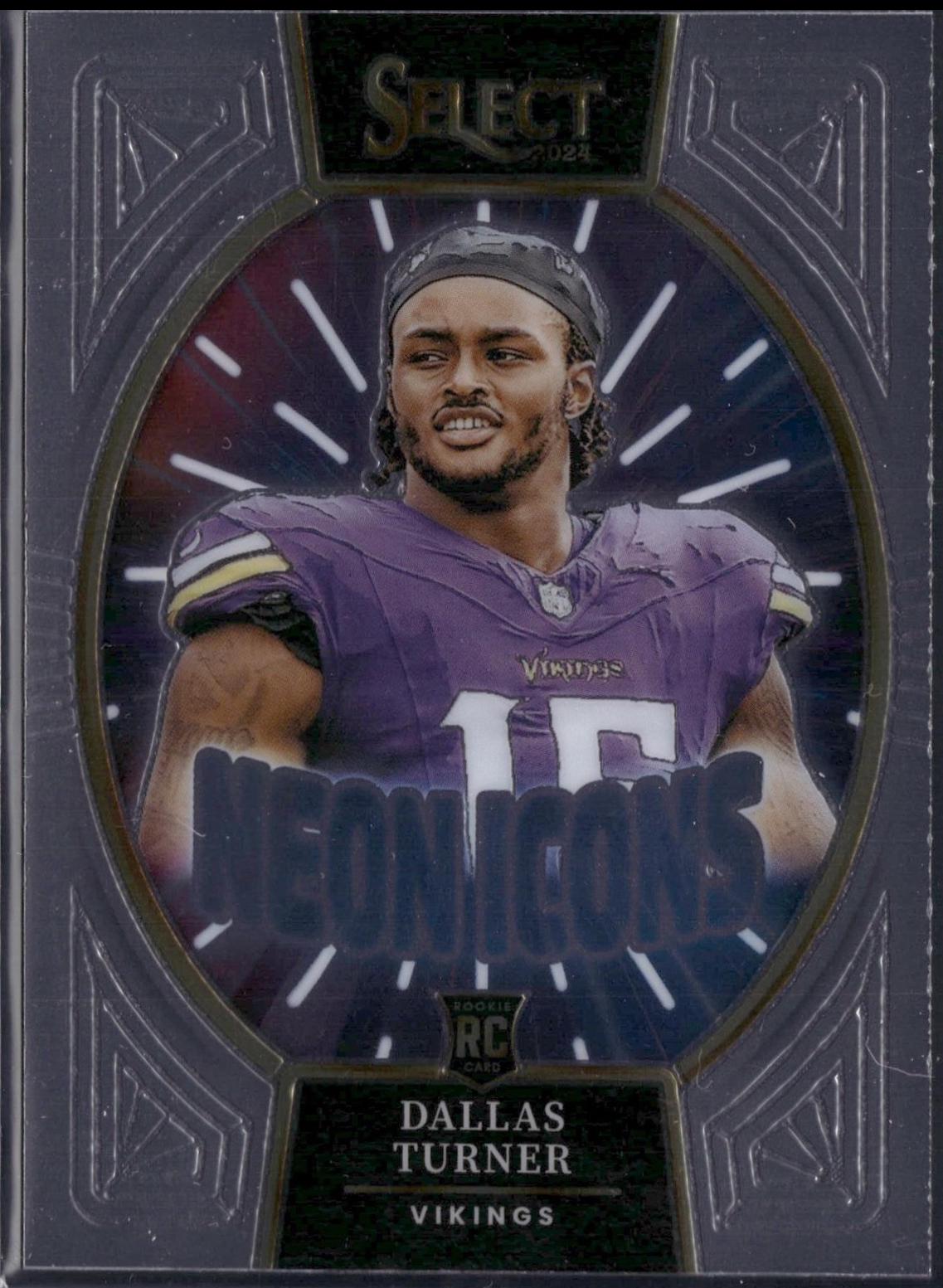 Dallas Turner #8 Football Cards 2024 Panini Select Neon Icons