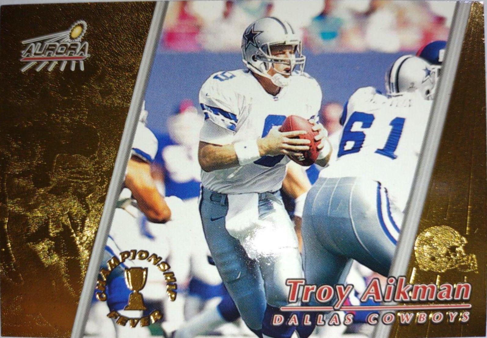 Troy Aikman #9 Football Cards 1998 Pacific Aurora Championship Fever