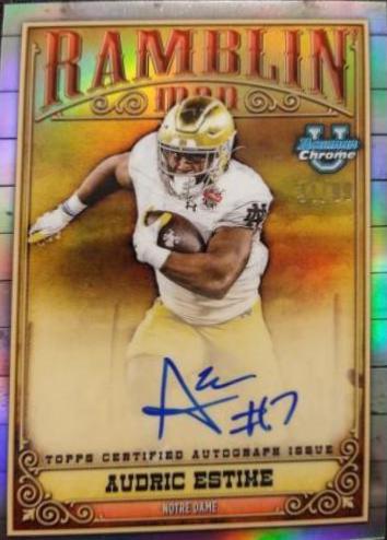 Audric Estime #RMA-AE Football Cards 2023 Bowman Chrome University Ramblin' Man Autographs
