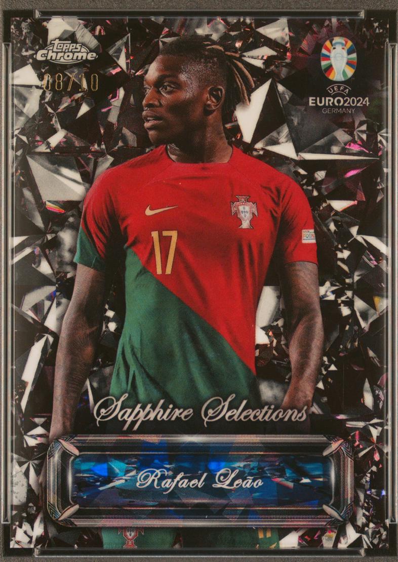 Rafael Leao #SS-15 Soccer Cards 2024 Topps Chrome Sapphire UEFA Euro Selections