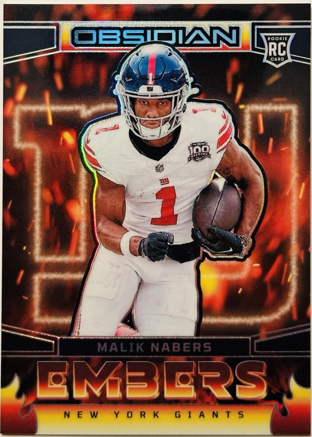 Malik Nabers #10 Football Cards 2024 Panini Obsidian Embers