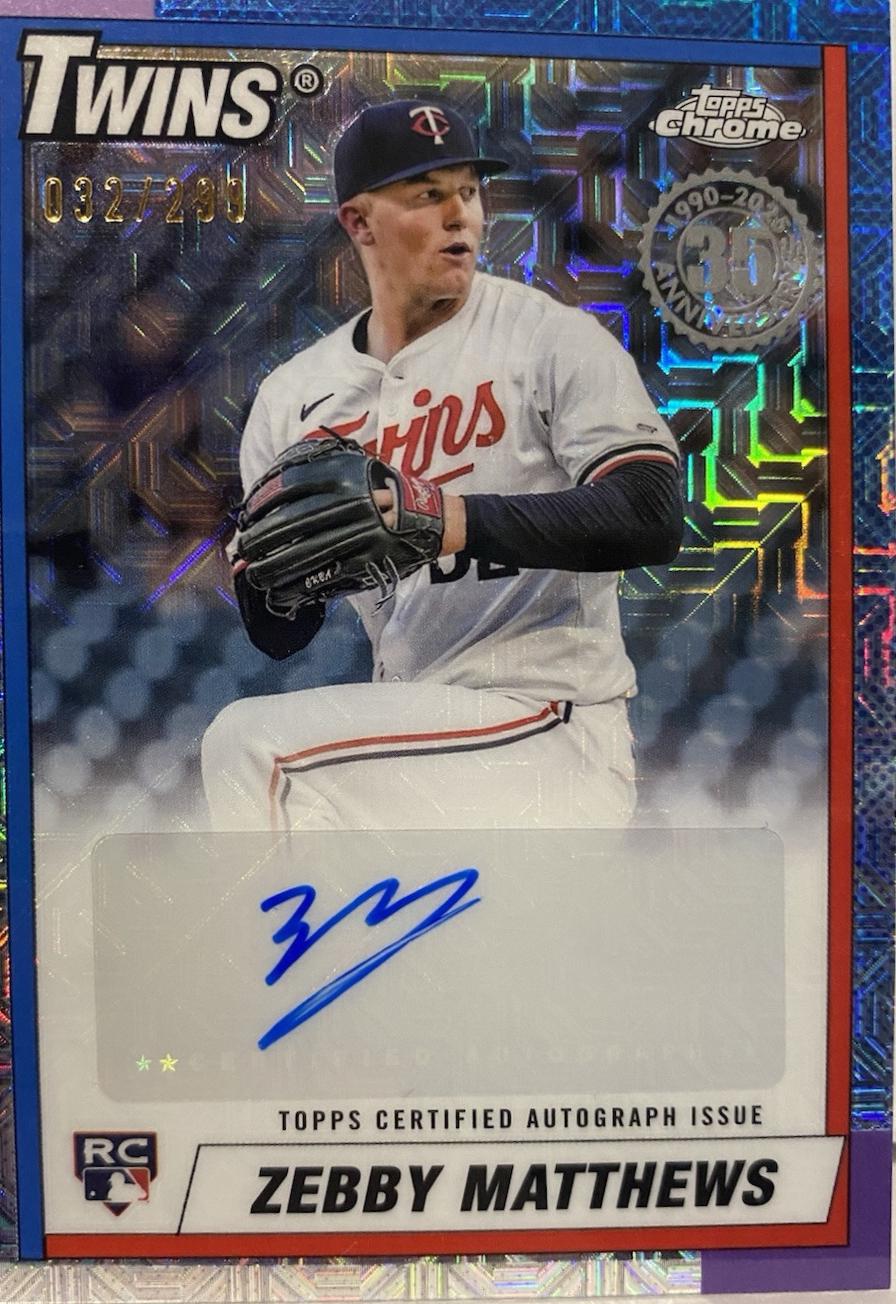 Zebby Matthews #90CA-ZM 2025 Topps 1990 Chrome Autograph Baseball