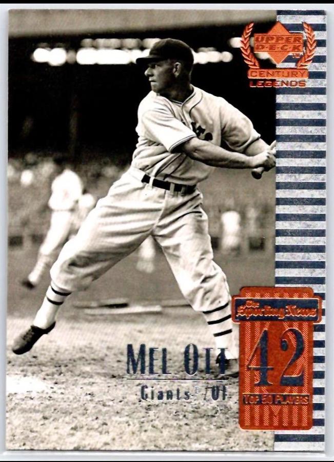 Mell Ott #42 Baseball Cards 1999 Upper Deck Century Legends