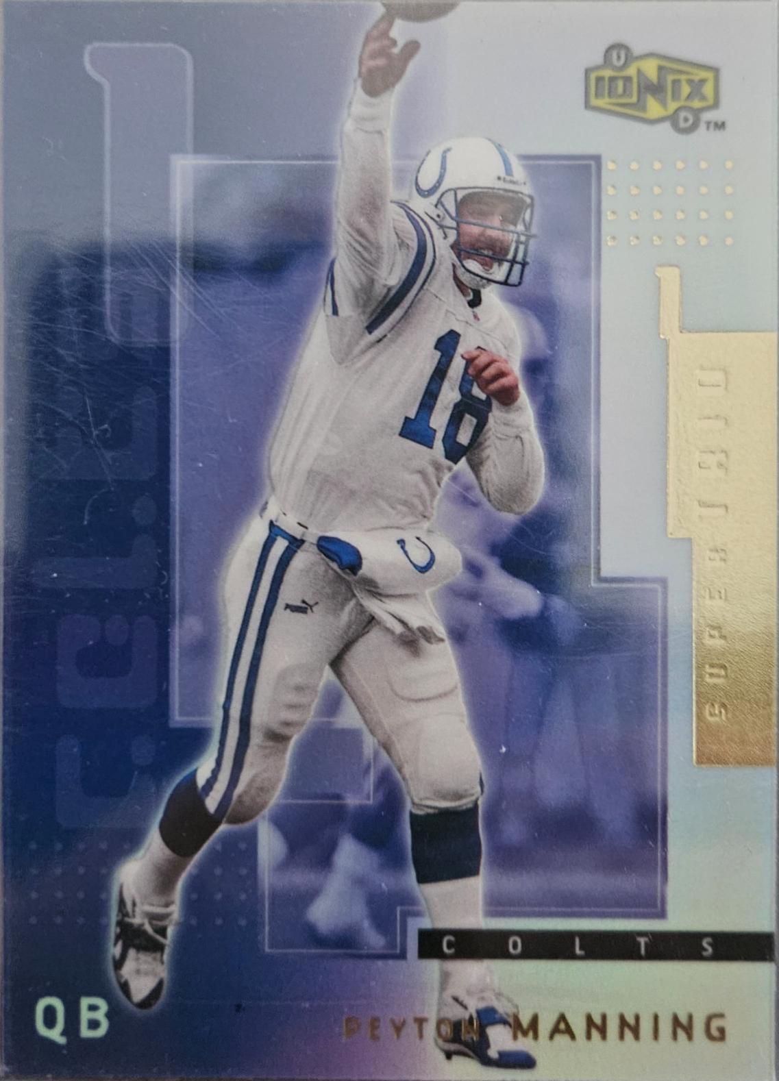 Peyton Manning #ST1 Football Cards 2000 Upper Deck Ionix Super Trio