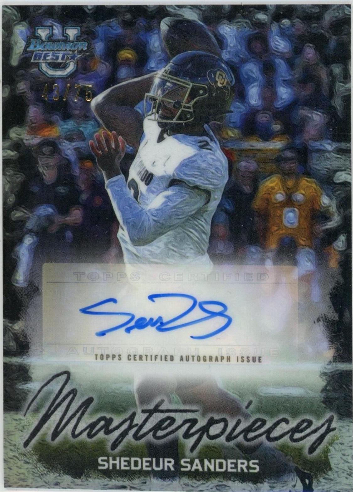 Shedeur Sanders #BMA-SS Football Cards 2023 Bowman's Best University Masterpieces Autographs