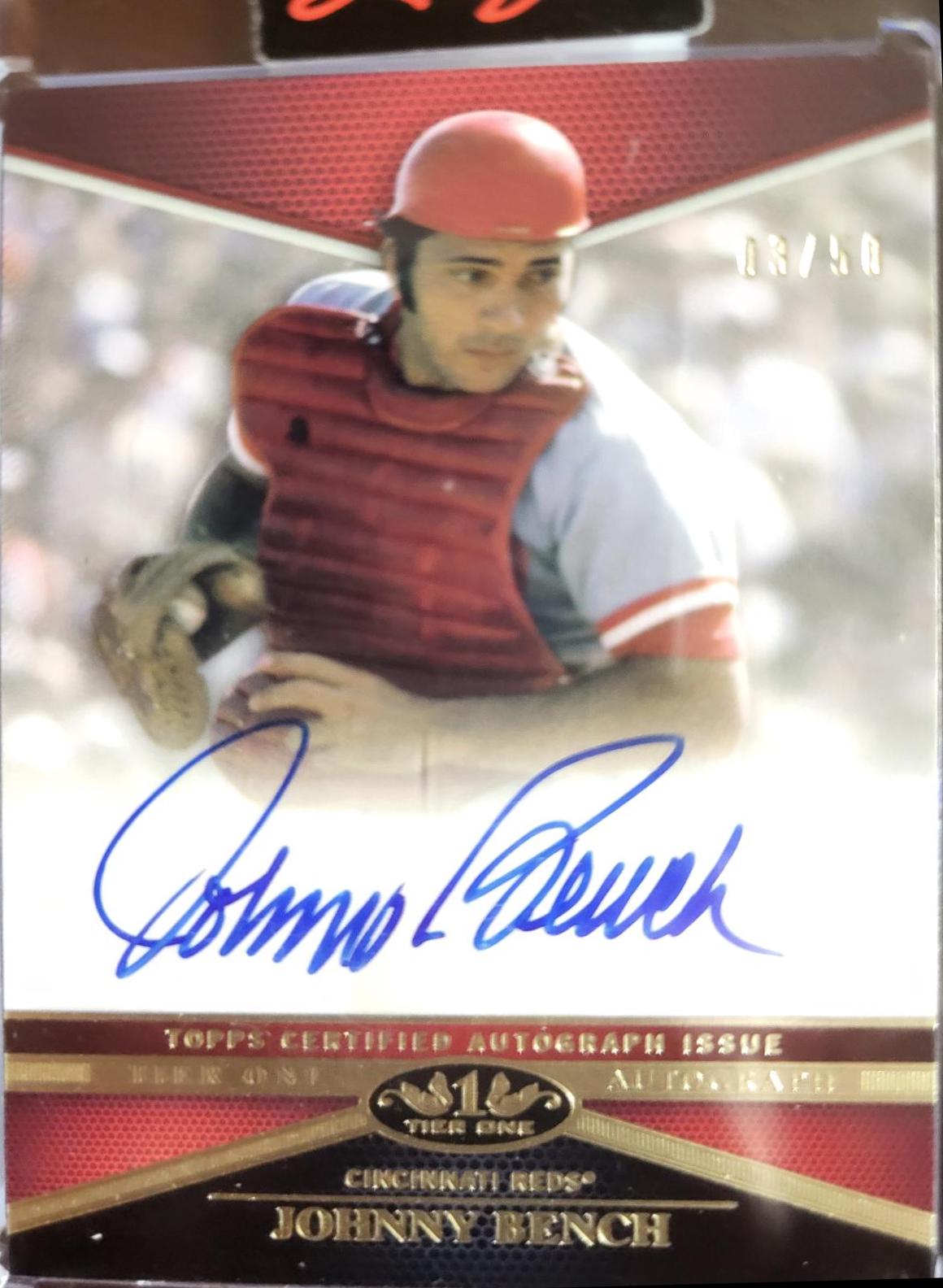 Johnny Bench #TTA-JB Baseball Cards 2012 Topps Tier One Top Autographs