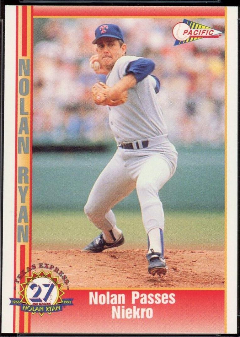 Nolan Passes Niekro #188 Baseball Cards 1993 Pacific Nolan Ryan 27th Season