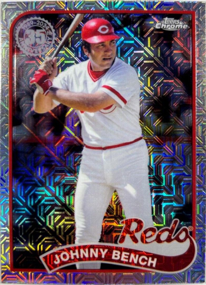 Johnny Bench #2T89C-14 Baseball Cards 2024 Topps 1989 Chrome Silver Pack Autograph