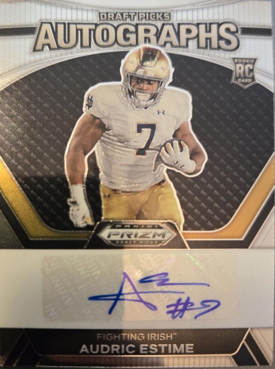 Audric Estime #DPA-AEE Football Cards 2024 Panini Prizm Draft Picks Autographs