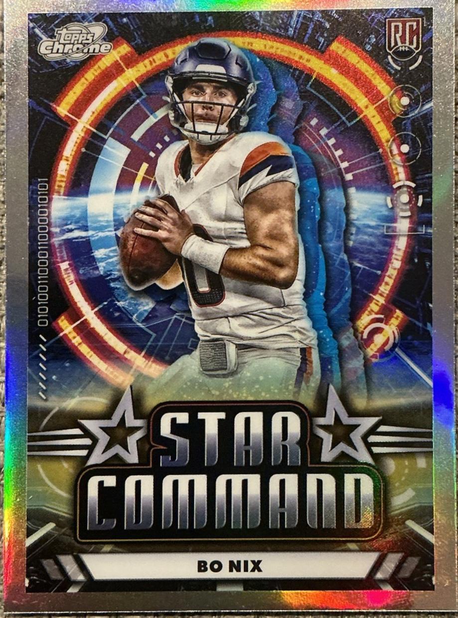 Bo Nix #SC-7 Football Cards 2024 Topps Cosmic Chrome Star Command