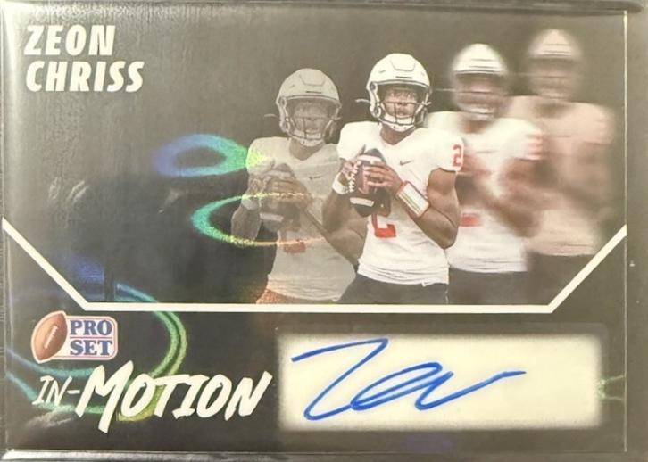 Zeon Chriss #SM-ZC1 2025 Leaf Pro Set Metal In Motion Autograph Football