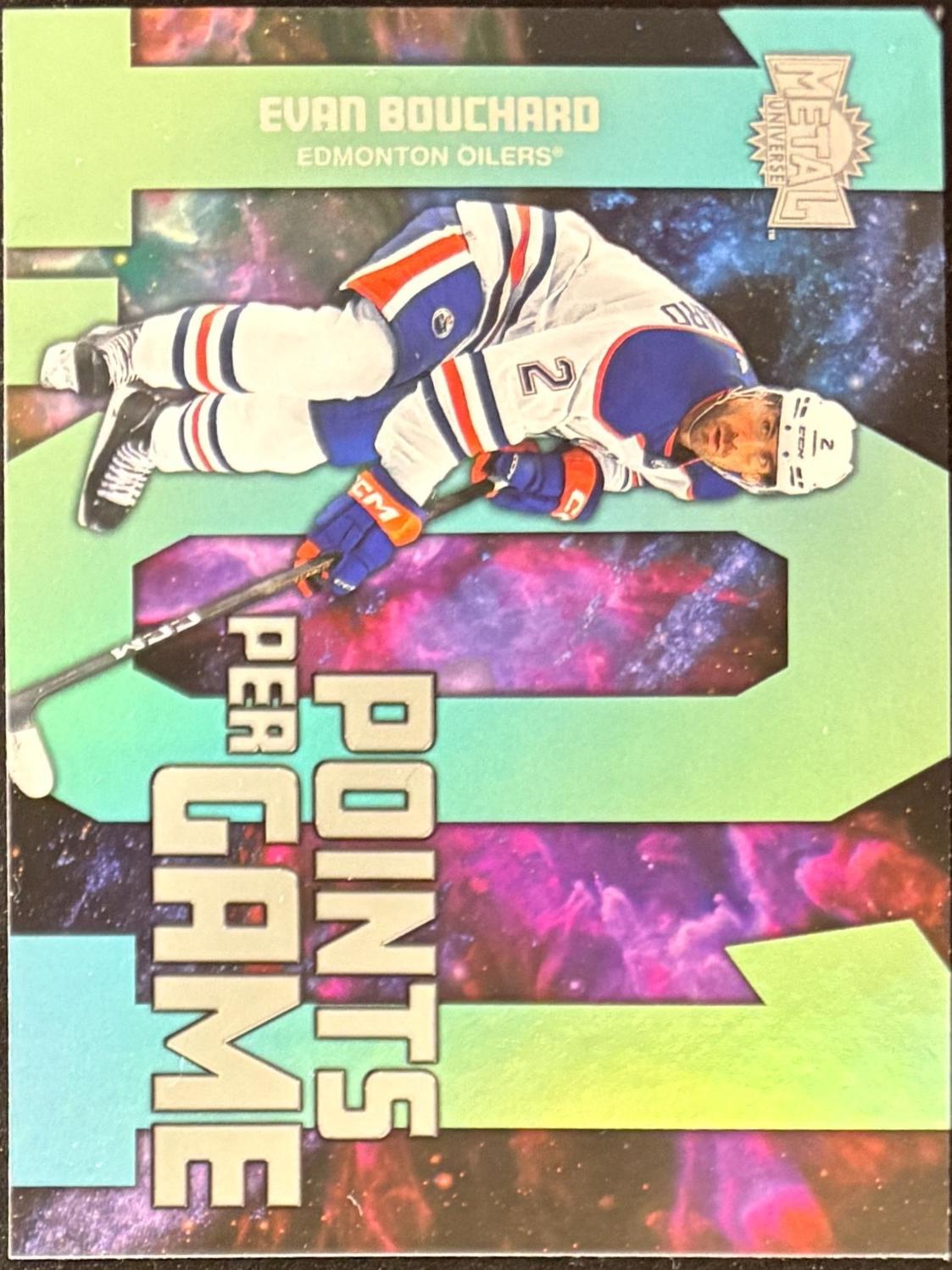 Evan Bouchard #PPG-19 Hockey Cards 2024 SkyBox Metal Universe Points Per Game